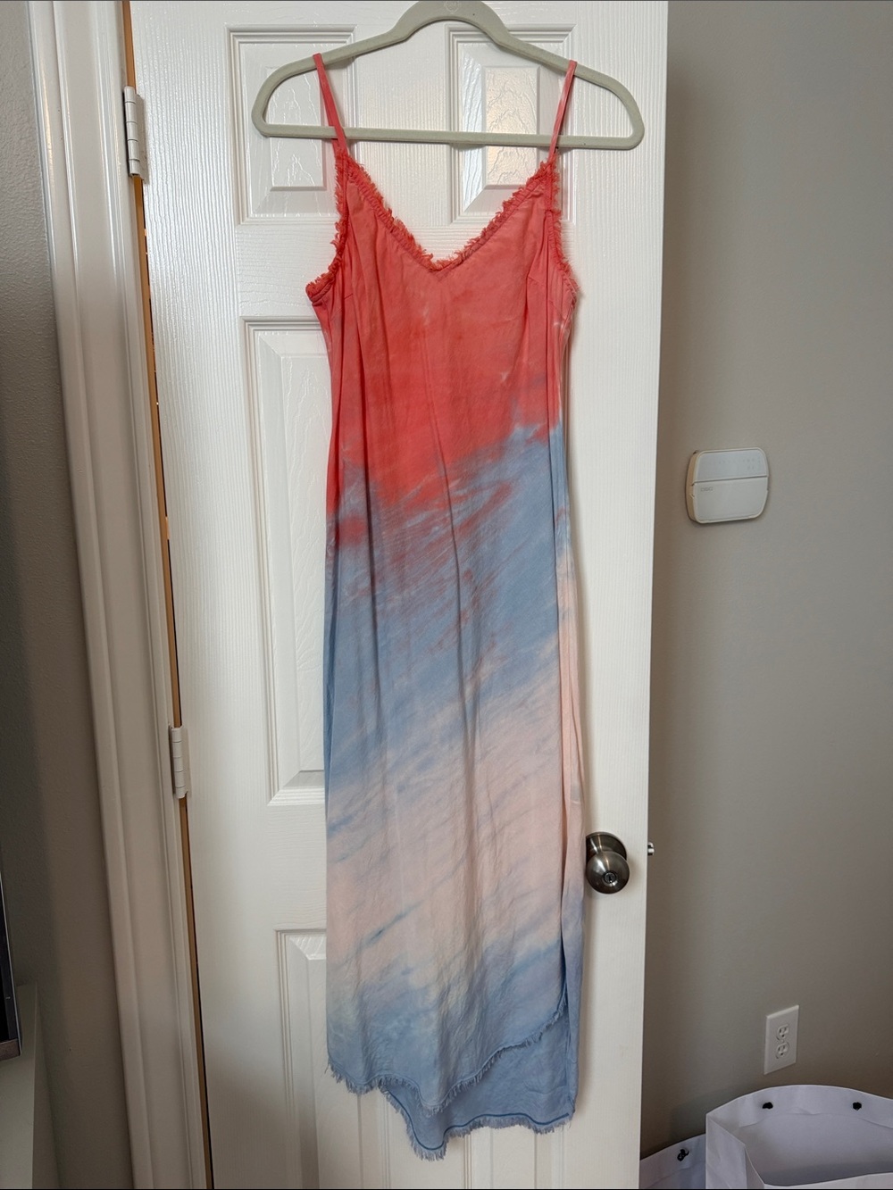 Bella Dahl Coral Blue & Cream Tie-Dye Slip Dress
